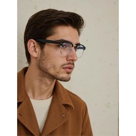 JOLLYNOVA Premium Progressive Reading Glasses Men, Rrtro Half Frame Blue Light Blocking Computer Multifocus Readers (Tortoise, 1, x)