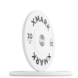XMARK 10 lb Premium Virgin Rubber Bumper Plates with Chrome-Plated Steel Inserts for Serious Lifters