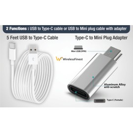 Replacement Lost USB Power Charger Data Cable For Texas Instruments Calculator TI-84 Plus CE Charger, TI84 Plus CE TI 89 Titanium Graphing Calculator Charging Cord, TI Nspire CX II Charger 5FT (White)