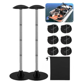 WULUYI Boat Cover Support Pole System with Storage Bag, Heavy-Duty Windproof 201 Stainless Steel Pontoon Cover Support Poles with Anti-UV Straps & ABS Base,15-54'' Adjustable Support Pole (2 Pack)
