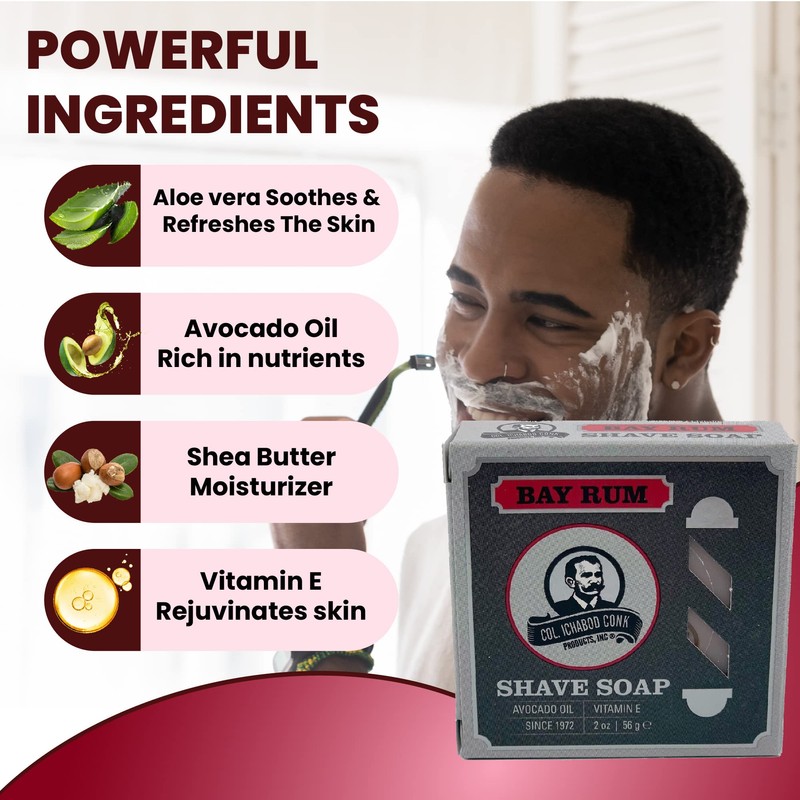 Col. Conk Worlds Famous Shaving Soap, Bay Rum (Net Weight