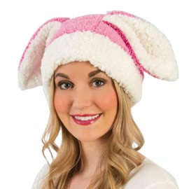 KarnevalsTeufel Plush Hat Rabbit for Adults with Rabbit Ears Bunny Easter Bunny (Pink)
