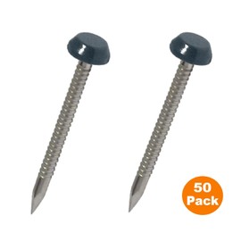 HomeSmart 50 Pack 40mm Anthracite Grey UPVC Poly Top Pins Nails | UV Resistant Stainless Steel Plastic Headed Polypins for Durable and Weatherproof Fixing of Soffits, Fascias, and Roofline Trims