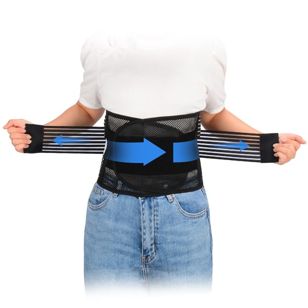 supregear Lower Back Brace, Adjustable Breathable Back Brace for Lower Back Belt Waist Lumbar Support for Men Women Back Pain, Herniated Disc, Sciatica, Scoliosis (Black, M)