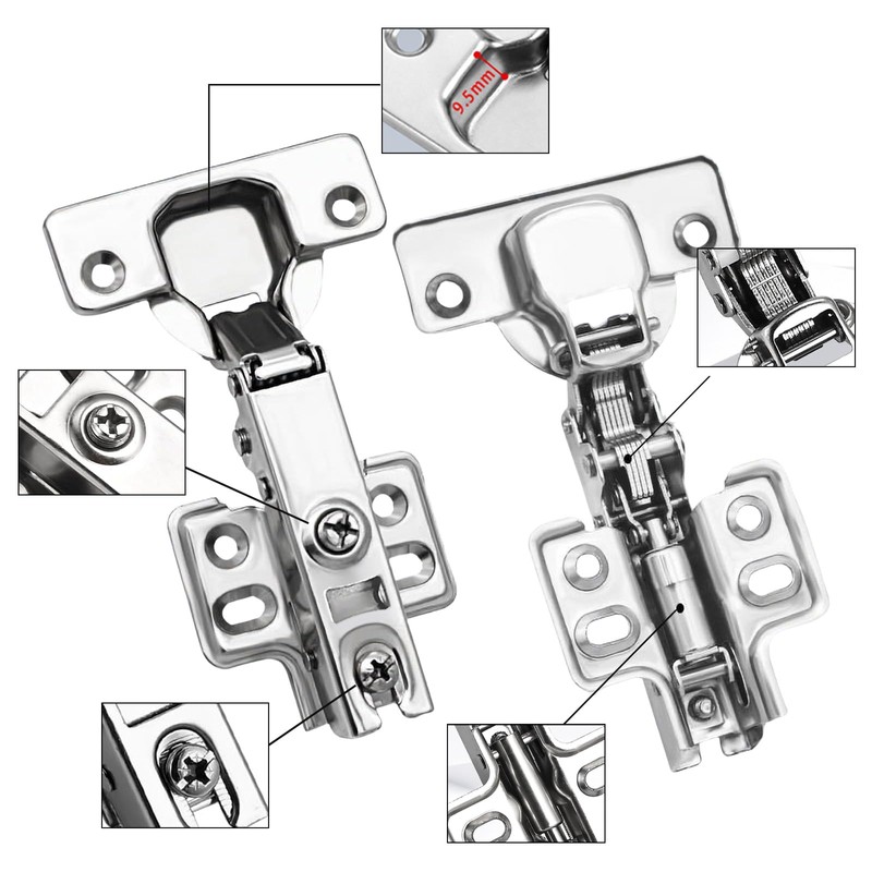 JVHLOV 6 Kitchen Cupboard Hinges, Soft Close Cabinet Hinges, 110