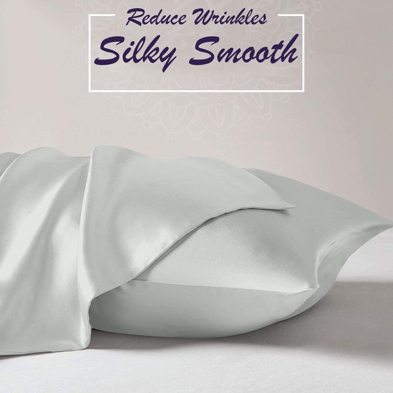 Moonlight Bedding Satin Silver Pillow Cases 2 Pack - Pillowcase