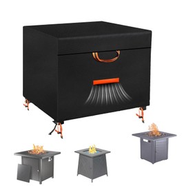 JZAHYUK Fire Pit Cover Square 36"x36"x24", 600D Heavy Duty Oxford Fabric Firepit Cover Waterproof, Full Coverage Fire Table Cover