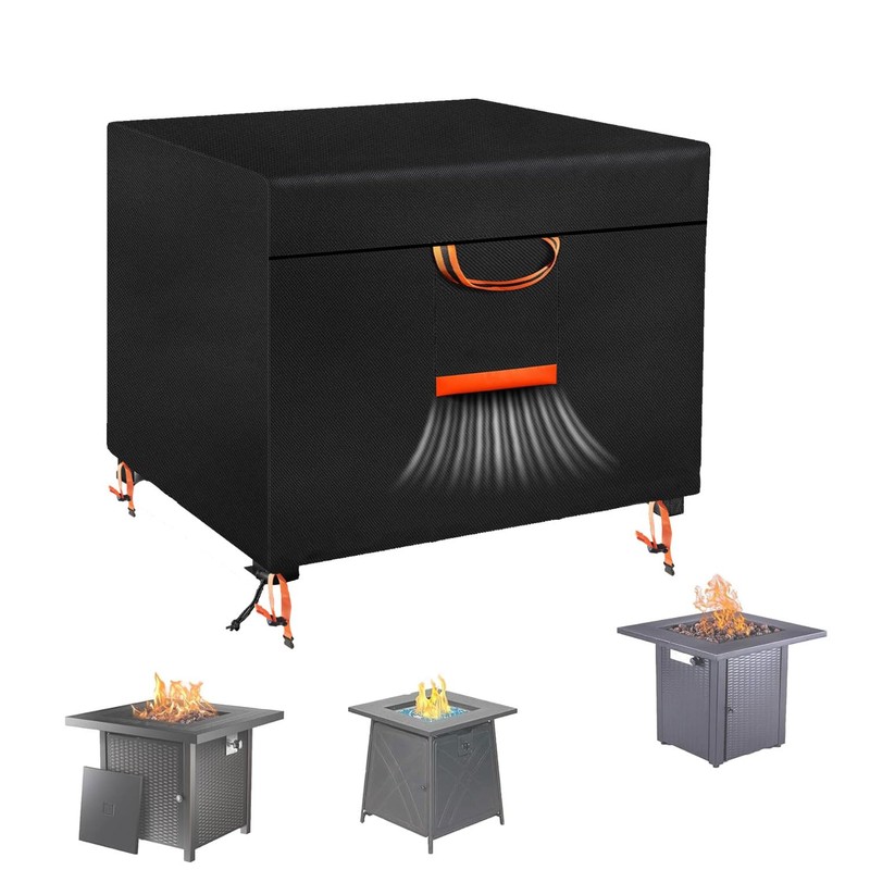 JZAHYUK Fire Pit Cover Square 36"x36"x24", 600D Heavy Duty Oxford