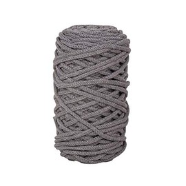Rayher Braidy Recycling Yarn 42010558, Braided, 4 mm Diameter, Stone Grey, Ball Approx. 65 m (250 g), Knotting Yarn, Macrame Yarn
