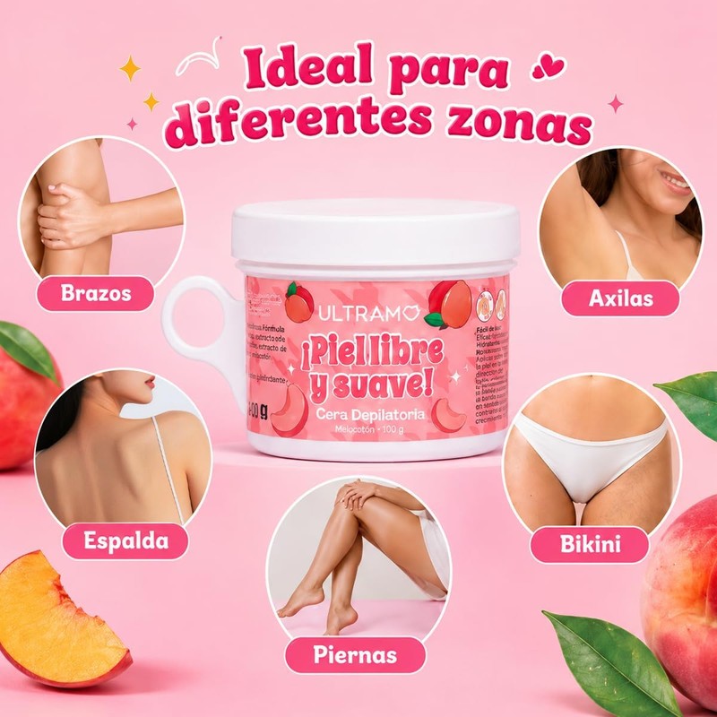 Cera Depilatoria Suave ULTRAMO Durazno – Depilación Sin Dolor para