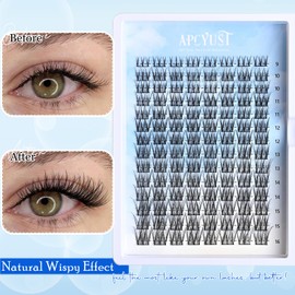 APCYUST Lash Clusters Kit 9mm-16mm Eyelash Clusters C curl Lash Extension Kit Individual Lashes Cluster DIY Wispy Volume Lashes Natural Eye Lash Clusters False Mink Lash Trays with Lash Bond&Tweezers