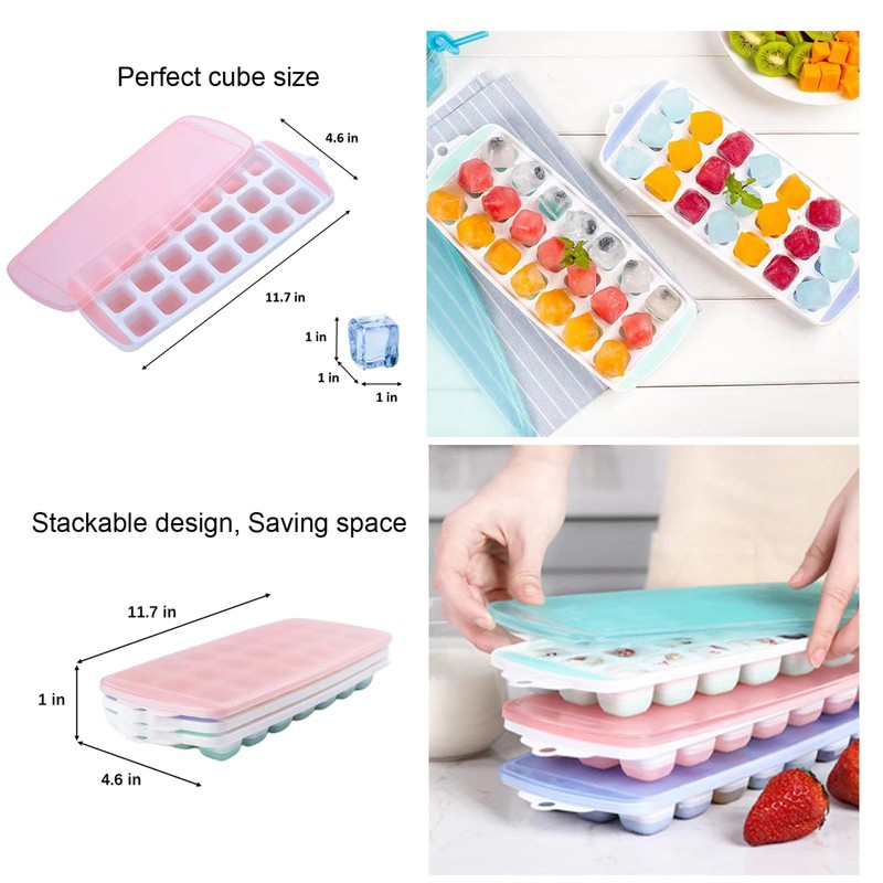 Silicone Ice Cube Tray with Lid - Mini Silicone Ice