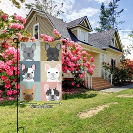Rasthor French Bulldog Puppies Mosaic Garden Flags House Indoor Outdoor Holiday Decorations,Waterproof Polyester Yard Decorative For Game Family Party Banner 12.5 x 18 inch