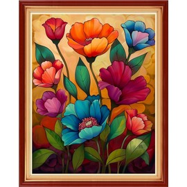 Funchey Stamped Cross Stitch Kits, DIY Cross Stitch Pattern for Adults Beginners Needlepoint Kits Embroidery Kit Arts and Crafts 11CT&Colorful Flowers 16x20 inch