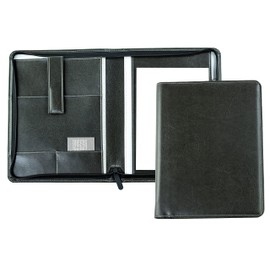 DELMON VARONE Tablet Writing Case with Zip Including Notepad DIN A5 (50 Sheets) Made of Vegan Eco Faux Leather Grey - Organiser Conference Folder with Pen Holder and Slip Pocket - Document Folder