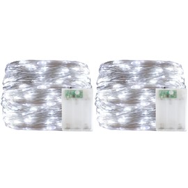 Christmas Decorations Cool White Fairy String Lights, Battery Operated with Timer, 2 Pack Total 33FT 100 Led Mini Battery Powered Twinkle Mason Jar Waterproof Firefly Lights DIY Party