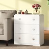 RoyalCraft White 3 Drawer Nightstand, Modern Painted Bedside Table with