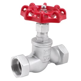 DERPIPE Shut Off Globe Valve - 1-1/4" NPT Female Thread Stainless Steel 304 Heavy Duty S Type Rotary Sluice Stop Valve