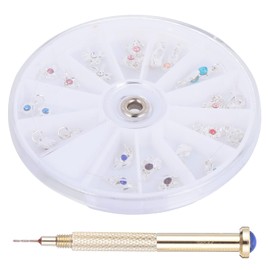 Nail Decoration Kits 24Pcs Nail Jewelry Rings Dangle Nail Art Charms Pendants with 1Pcs Nail Hand Drill Nail Art Tools for Tips, Acrylic, Gels and Decorations Decorate Ornaments Kits