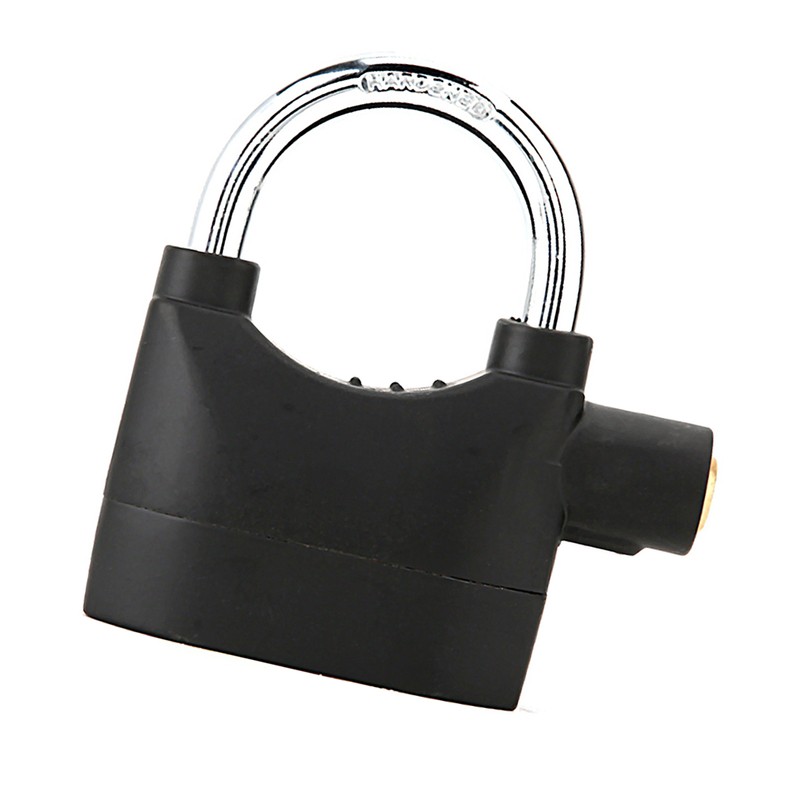 Black Anti Theft Security Padlock Waterproof Siren Alarm Lock for