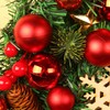 Christmas Wreath Snow Pine Cone Xmas Ball Wreath for Indoor