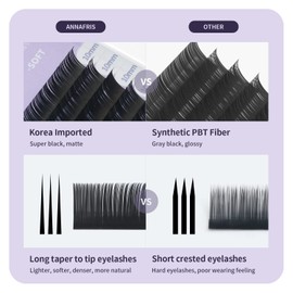 ANNAFRIS 16 Rows Volume Classic Eyelash Extension 0.07 D Curl 13mm Matte Black Individual False Eye Lashes Extension Salon Use Natural Soft Fake eyelashes supplies (0.07 D, 13mm)