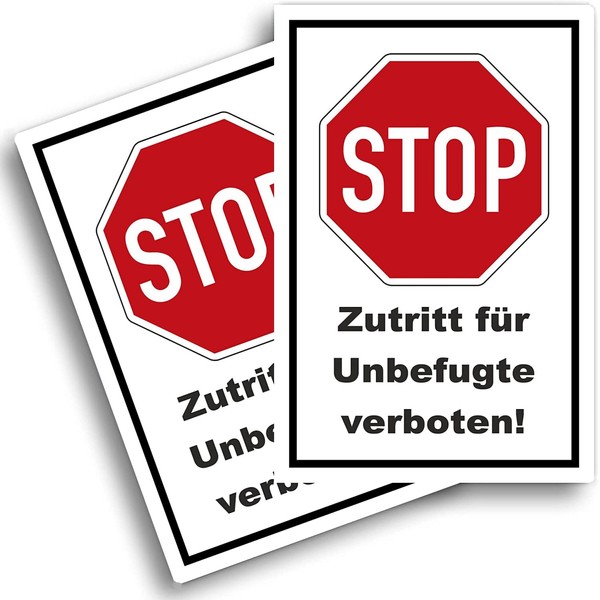 2 Stück- Stop - Halt - Privatgrundstück Sign - Betreten