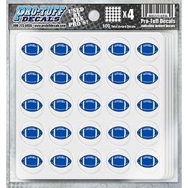 Pro-Tuff Decals Football Award Decals 20 mil Vinyl 1-1/8" Diameter (100 Decals) (Royal on White)