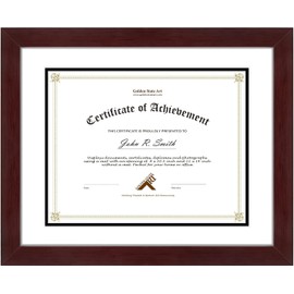 Golden State Art, 11x14 Diploma Frame - Mahogany Solid Wood - for 8.5x11 Certificates with Double Mat Or 11x14 Without Mat - Real Glass (1 Pack)