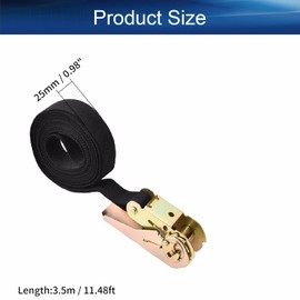 Yinpecly Lashing Strap 1" x11.5ft Adjustable Tie Down Cam Straps Cargo Packing Strap with Buckles up to 441lbs for Kayak, Roof Racks, Motorcycle, Car, Truck, Boat, Trailer Black 1Pcs