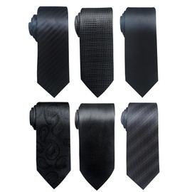 Passabin Tie For Men Necktie Woven Jacquard Neck Ties Set 6 PCS (Black)