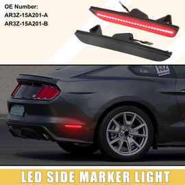 A ABSOPRO LED Side Marker Light AR3Z-15A201-A Rear Turn Signal Lights Fender Sidemarker Lamps for Ford for Mustang Black Lens Red LED Light 1 Pair