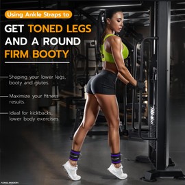 AOHO MOOON (Pair) Comfortable Adjustable Ankle Straps for Cable Machines Women, Gym Workout Leg Strap, Ankle Cuffs for Glute Workouts, Foot Straps for Kickback (Single, Purple)