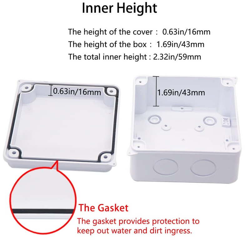Junction Box, Zulkit Project Box with Reserved Holes IP65 Waterproof