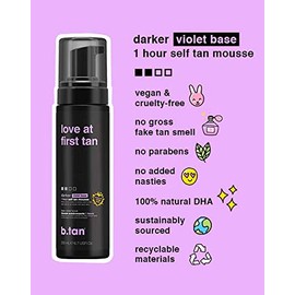 B.TAN b.tan Violet Self Tan & Face Mist Kit | Lovers Bundle - Self Tanning Mousse with You Glow Girl Gradual Face + Body Mist w Self Tanning Mitt Applicator, 1 Hour Sunless Tanner, Fast, 6.7 Fl Oz