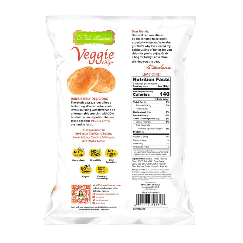 Veggie Chips Lime Chili (6 Pack of 3 Ounce Individual