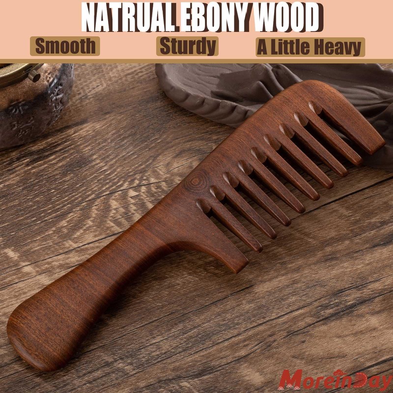Wooden Comb, Wide Tooth Comb for Scalp Massage & Distribute