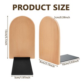 KARBAG Book Ends, 2 Pack Natural Bamboo Bookend Heavy Duty Bookends Walnut Wood Bookends Wooden Book Stopper Bookshelf Ends Decorative Book Ends for Shelves Office Home School Dorm Library(Round Head)