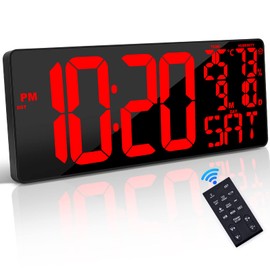 Xflyee [Oversized] 18" Large Digital Wall Clock with Remote Control, Auto-Dimming Digital Clock Display with Date/Temp/Week, DST, Alarm, 5.9”Jumbo Numbers Large Digital Clock for All Spaces Use