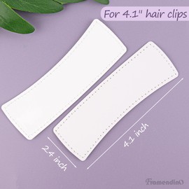 Framendino, 20 Pack PU Leather Sublimation Blanks Hair Clips Claw Hair Clip Cover for Hair Clips White