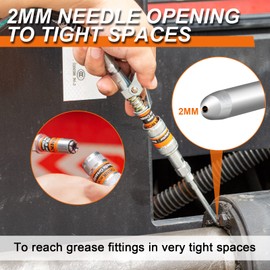 Grease Gun Coupler, 0.53"OD Grease Gun Tip, 6 Locking Jaw 12000PSI Quick Release Grease Coupler with Narrow Needle Dispenser for Grease Gun, Compatible with All Grease Guns 1/8" NPT Grease Gun Fitting