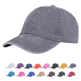TSSGBL Vintage Washed Denim Dad Hat Baseball Caps Distressed Adjustable for Men Women Unstructured Cotton Low Profile Plain Blank Soft Summer Fitness Ball Cap Grey