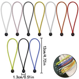 NILLOS Ball Bungee Cords, 20 Pcs Colour Reusable Tie Down Cord for Camping Tents, Wire Hold, Tarpaulins, Pavilions (4.72 inch)