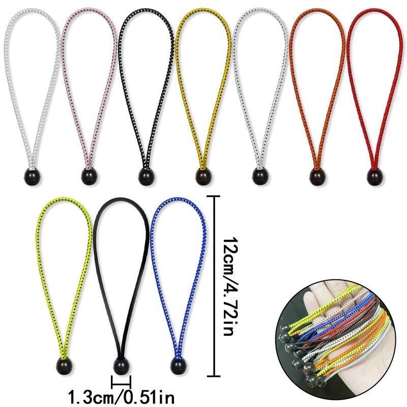 NILLOS Ball Bungee Cords, 20 Pcs Colour Reusable Tie Down