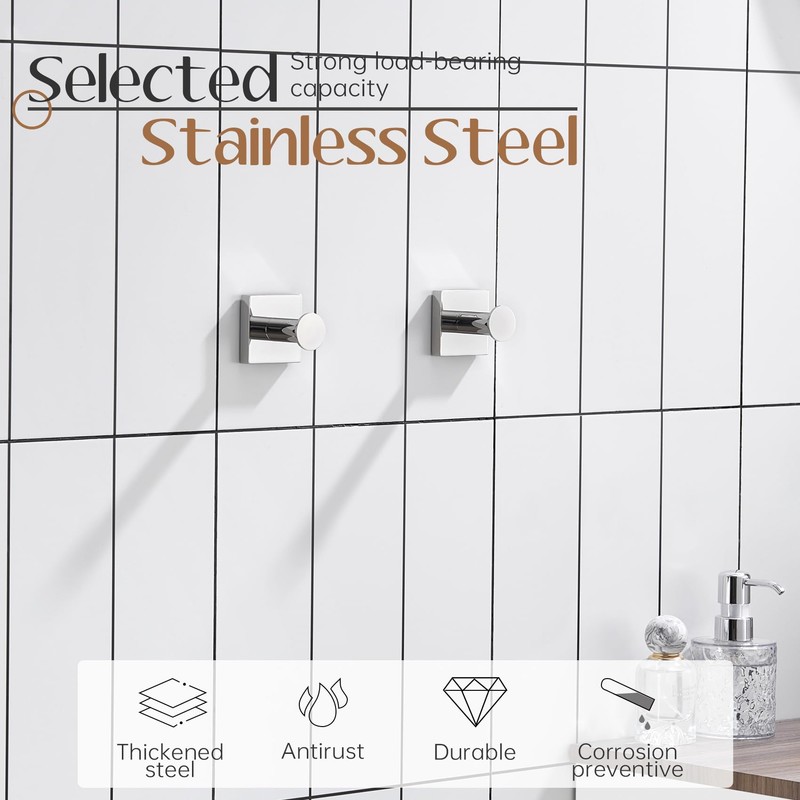 KOKOSIRI Robe Hooks for Bathroom Chrome Kitchen Hooks Hanging Hand