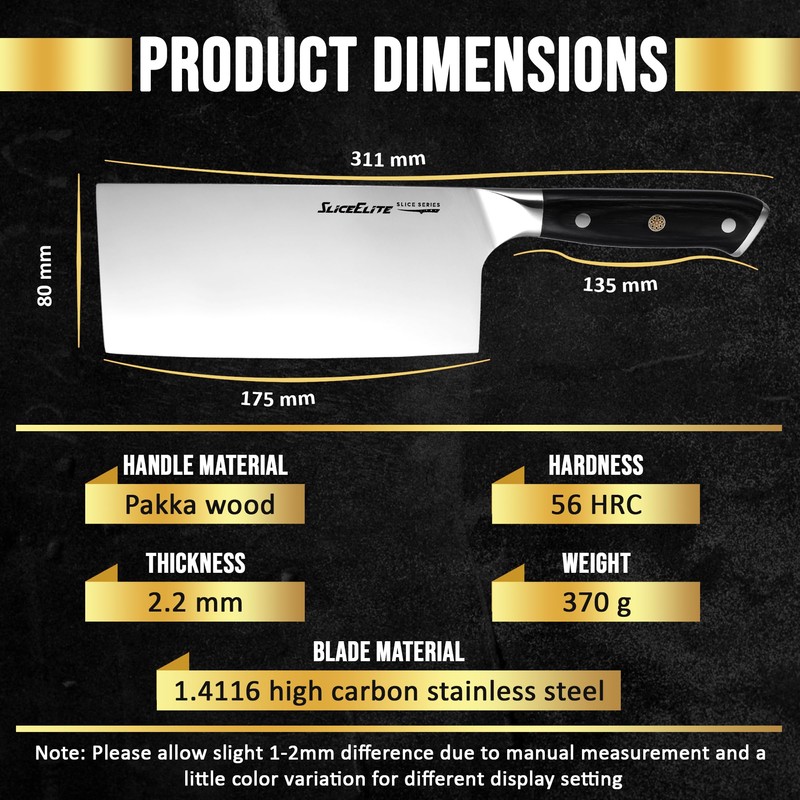 SliceElite Slice Series 7 Inch Cleaver Knife High Carbon German