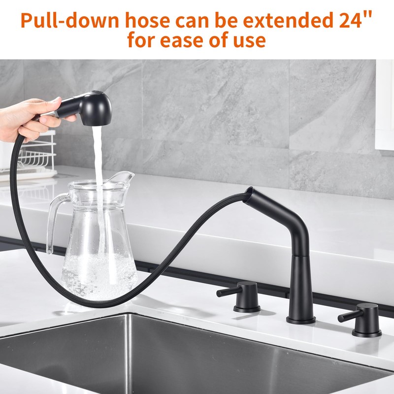 RULIA Kitchen Faucet, 2 Handles Kitchen Sink Faucet, 3 Holes