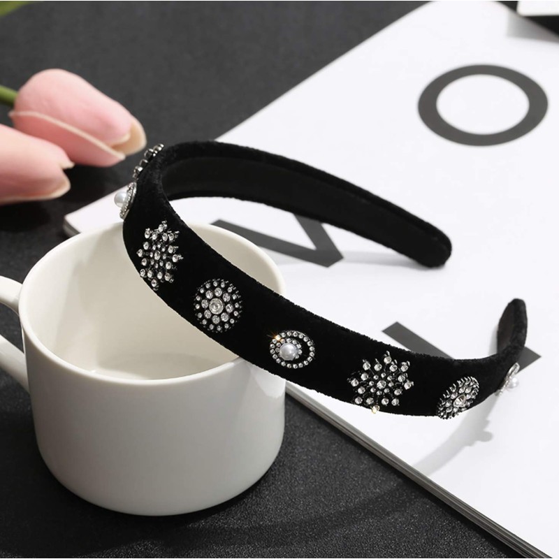 Donalie Women's Velour Headband Black Hair Band Hair Accessory