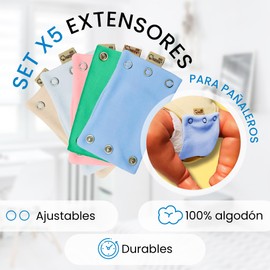 Neek Cotton | Set de 5 Extensores para Pañalero de Bebé – Body Extender 100% Algodón para Mamelucos de Niño y Niña – Accesorio para Ropa de Bebé | Extensor Ajustable Compatible con Pañaleros-Variados