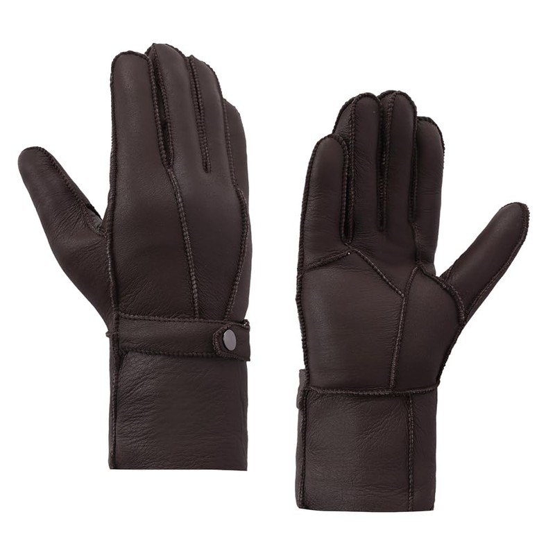 Men Shearling Gloves Winter Leather Gloves Shearling Sheepskin Gloves with